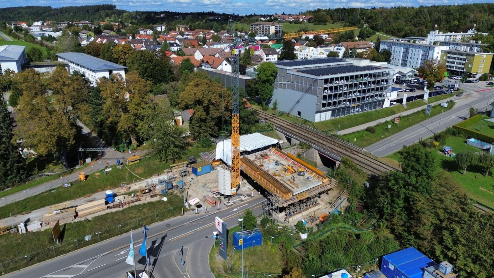 Bauarbeiten an der Eisenbahnbrücke in Kaufbeuren