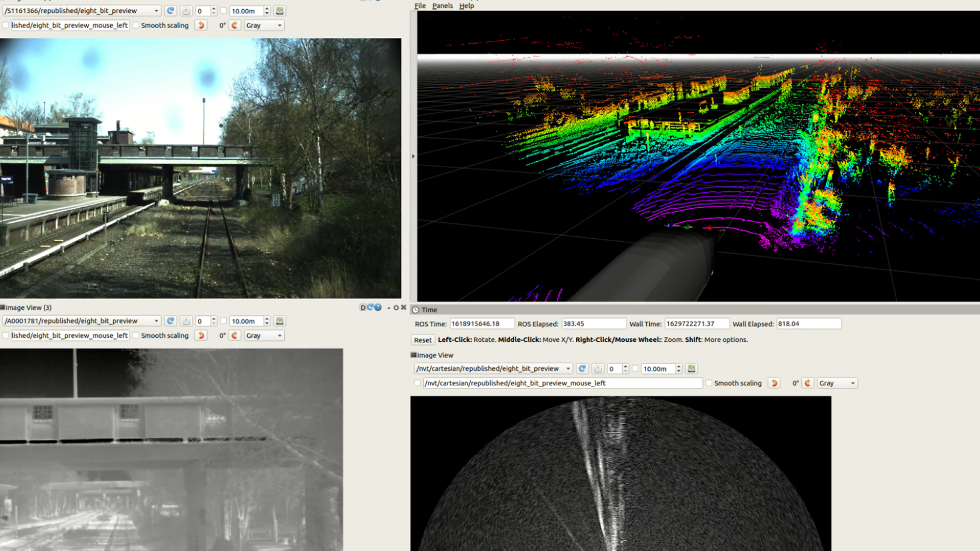 Recordings of the railroad with different types of sensors 